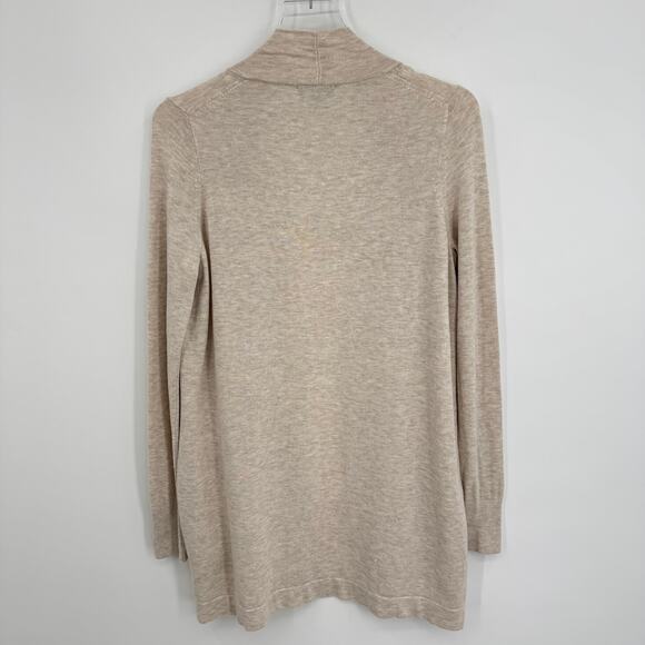 Caroll Paris cardigan sweater 36 open front long line rib knit lagenlook tan - Picture 3 of 8